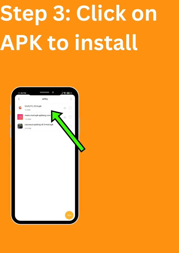 step 3 of installing cricfy tv on mobile