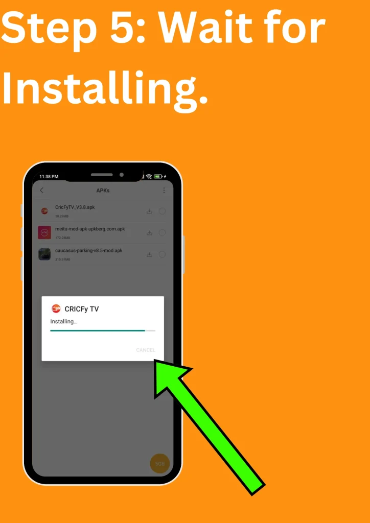 step 5 of installing cricfy tv on mobile
