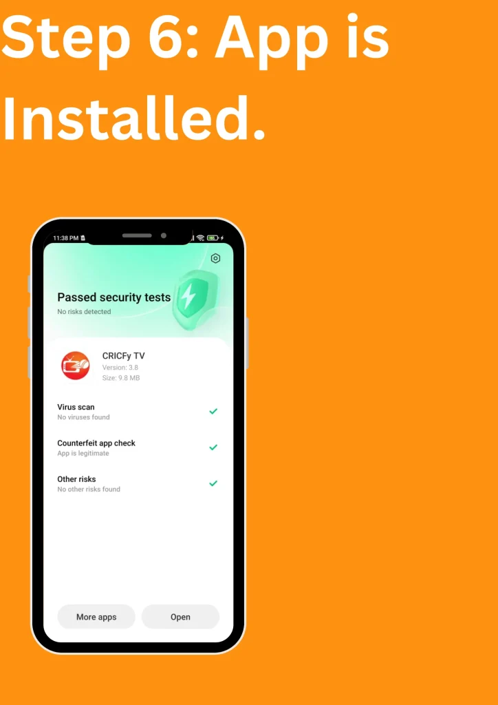 step 6 of installing cricfy tv on mobile